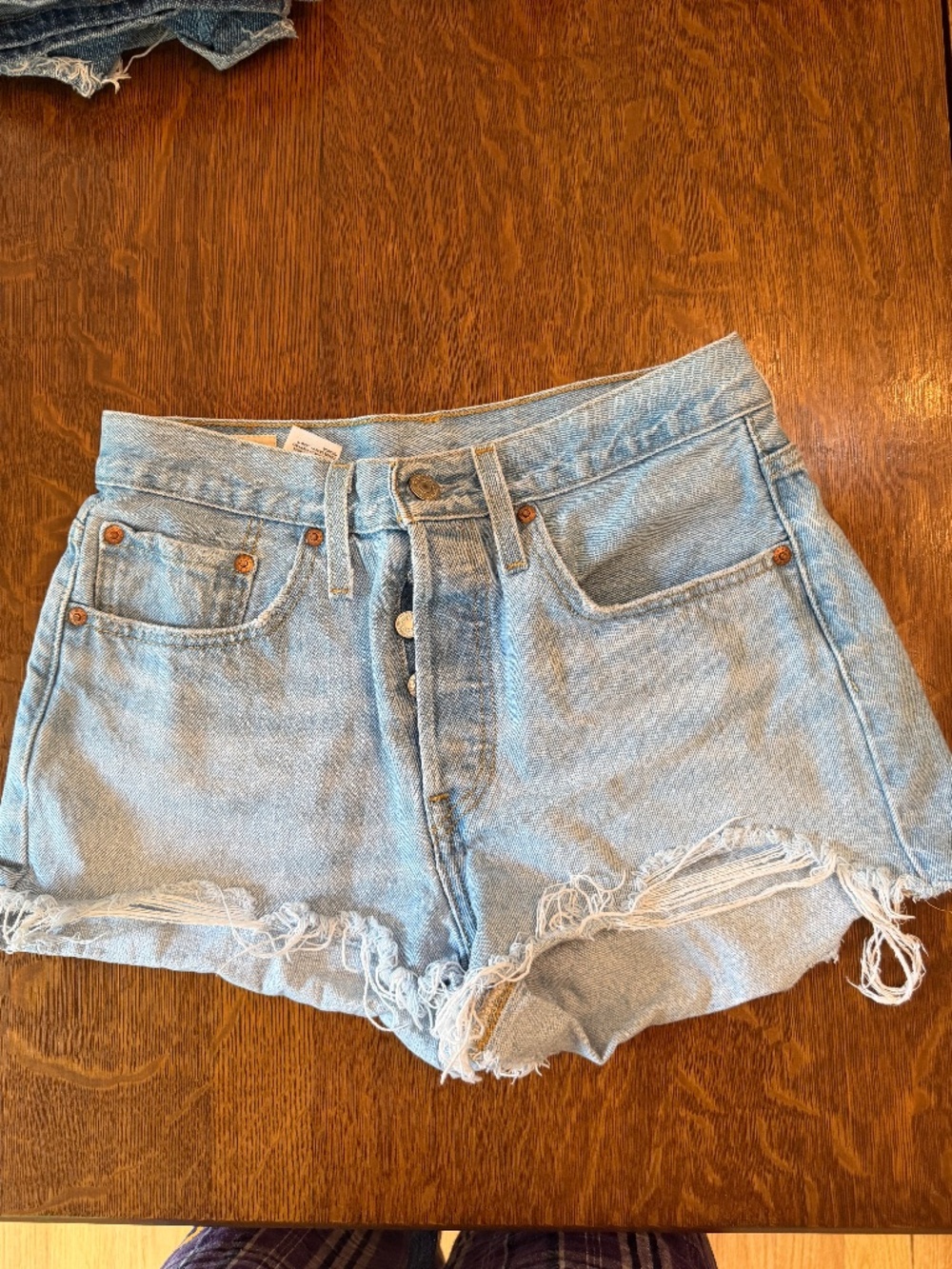 Levi's Premium 501 High-Rise Distressed Denim Shorts